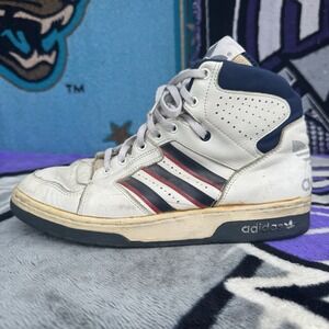 Size 9 - Vintage 80/90's Adidas Phantom Hi white Leather Sneakers Men's